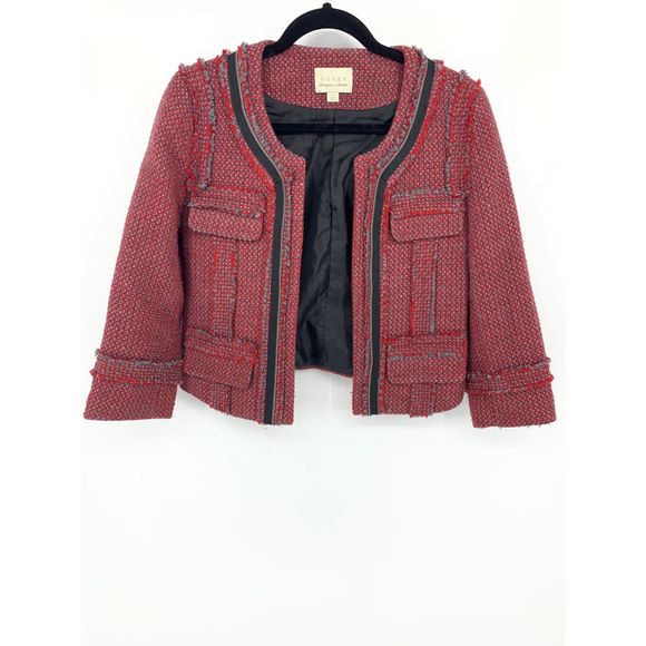 hinge Jackets & Blazers - Hinge S red gray Seattle checkered blazer wool